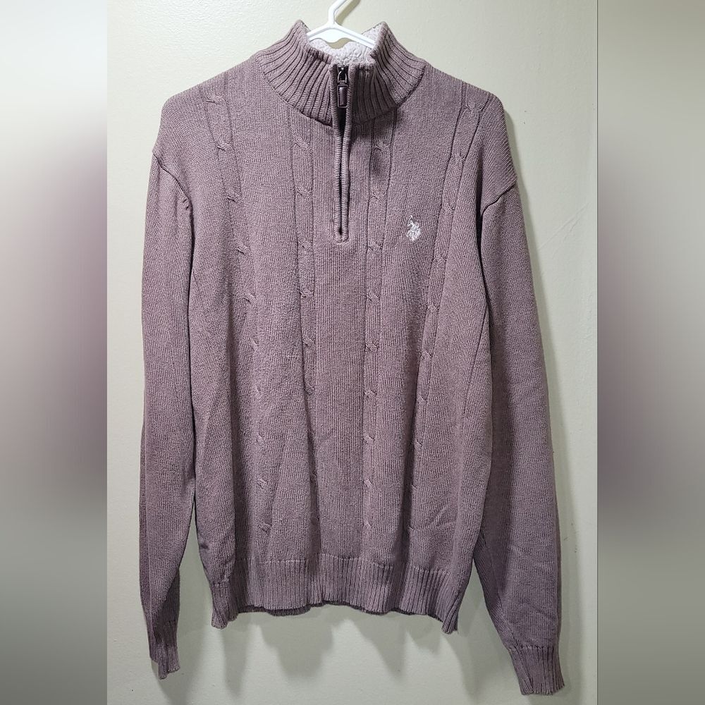 U.S. Polo Assn. Men's large snug fit Cable Knit 1/4 Zip Sweater